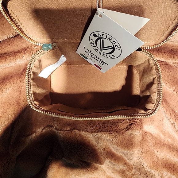 Valentino Orlandi Tan and Gold Mini Bag with Chain Strap Small VANITY BAG 110 - Picture 4 of 8